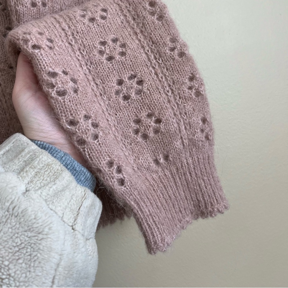 Doen Emery Pointelle Knit Cardigan in Clay Pink - Picture 9 of 14